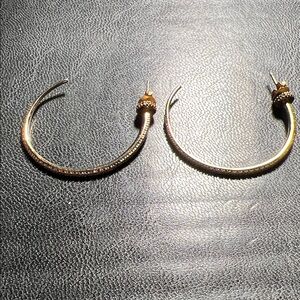 Stella & Dot Gold Textured Hoop Earrings